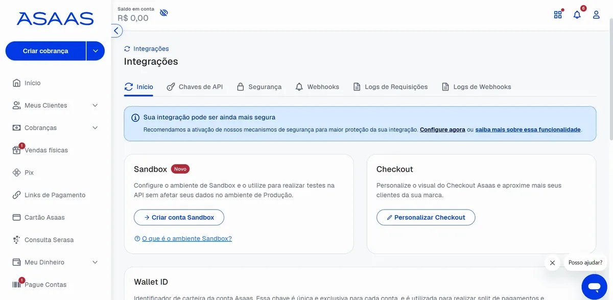 Abra a aba Segurança