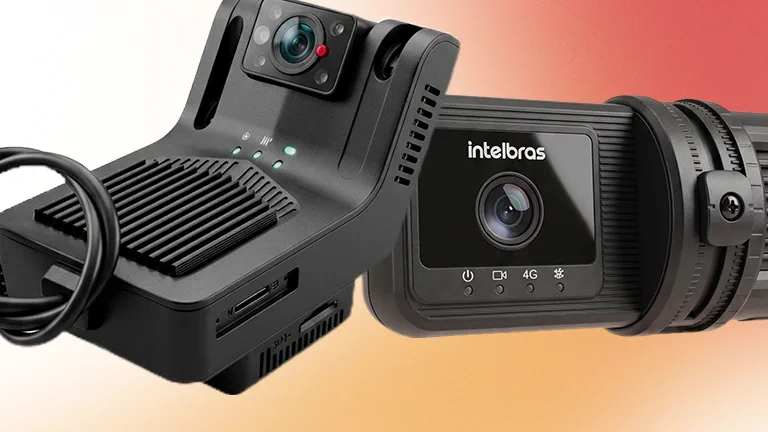 Duas dashcams do portfólio, uma delas Intelbras
