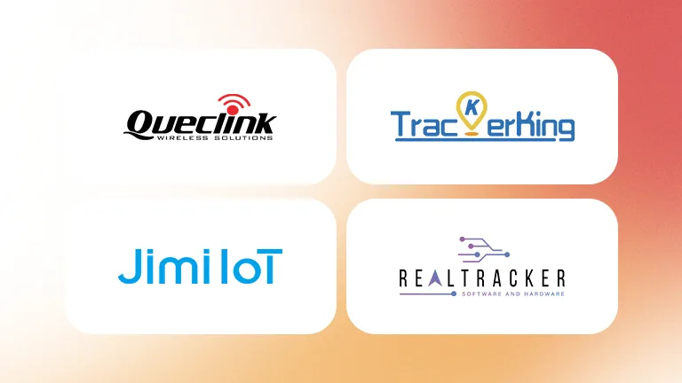 Logos de Queclink, Tracker King, Jimi IoT e Real Tracker